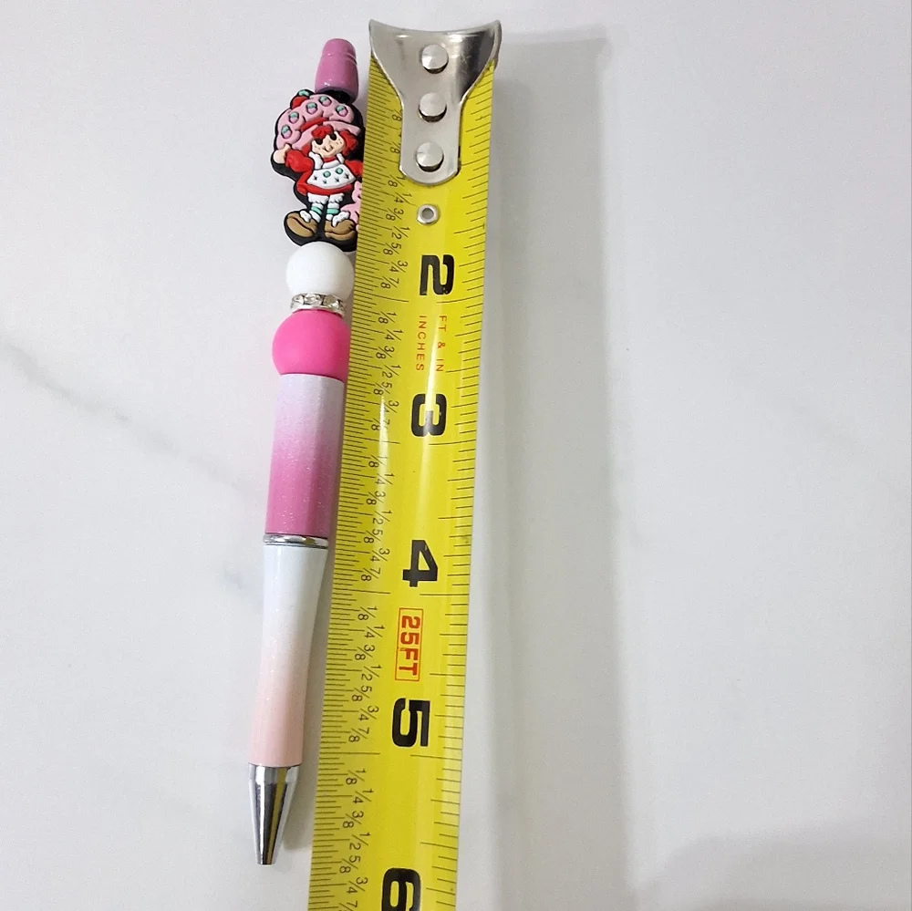 Strawberry Shortcake Pink Beaded Writing Pen, Black Ink Pen, NEW